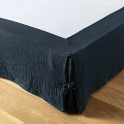 EMINZA Cache-sommier Gaze de coton (180 x 200 cm) Gaïa Bleu nuit Sale