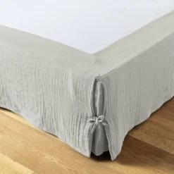 EMINZA Cache-sommier Gaze de coton (180 x 200 cm) Gaïa Gris nuage Gris clair