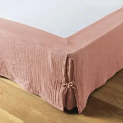 EMINZA Cache-sommier Gaze de coton (140 x 190 cm) Gaïa Rose Pêche Online
