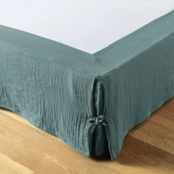 EMINZA Cache-sommier Gaze de coton (160 x 200 cm Gaïa Bleu canard Hot