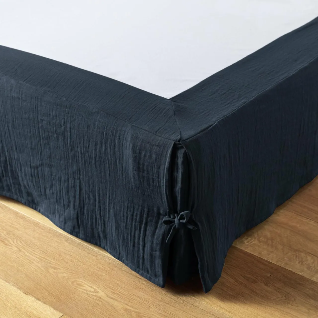 EMINZA Cache-sommier Gaze de coton (160 x 200 cm) Gaïa Bleu nuit Discount