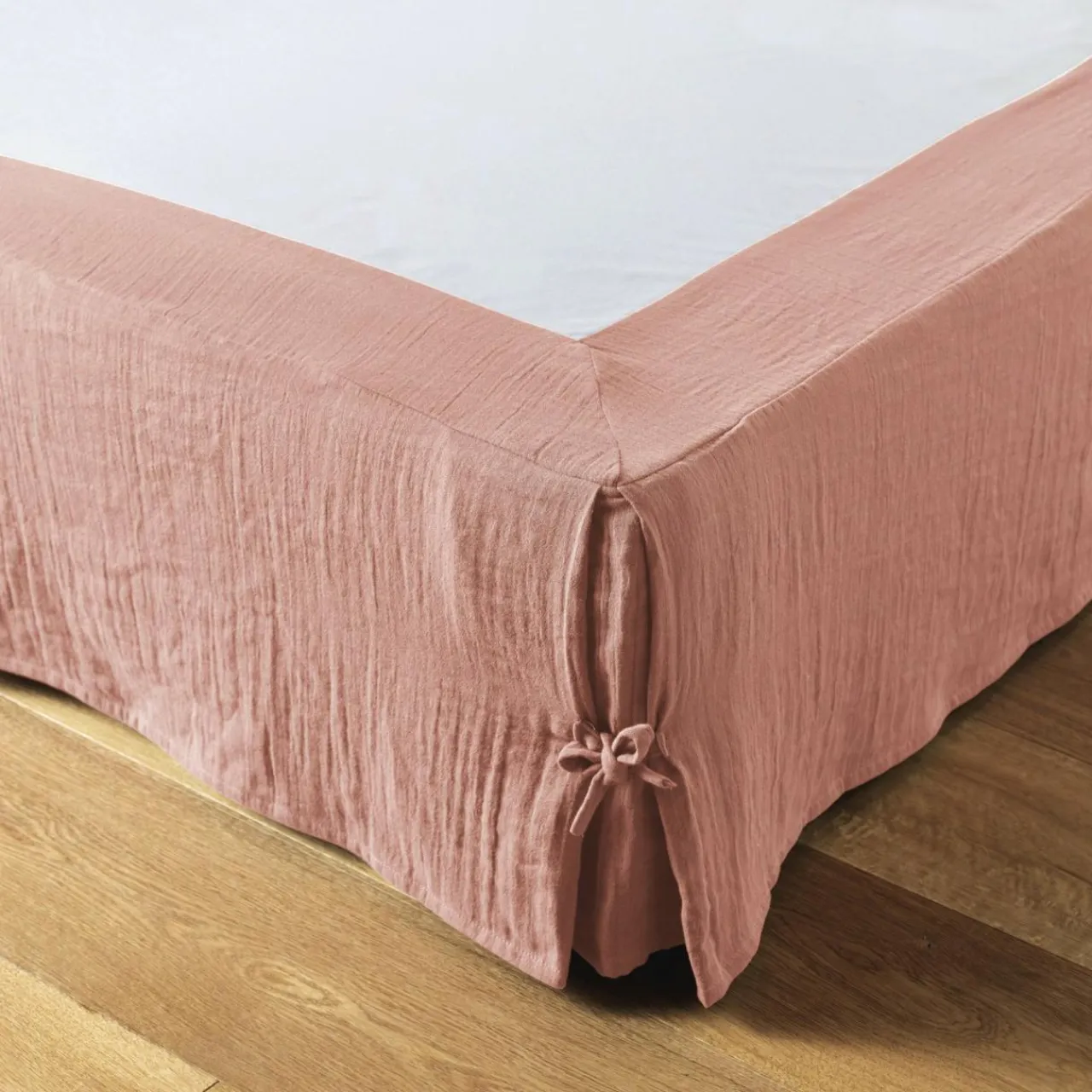 EMINZA Cache-sommier Gaze de coton (160 x 200 cm) Gaïa Rose Pêche Discount