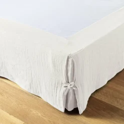 EMINZA Cache-sommier Gaze de coton (180 x 200 cm) Gaïa chantilly Blanc Best