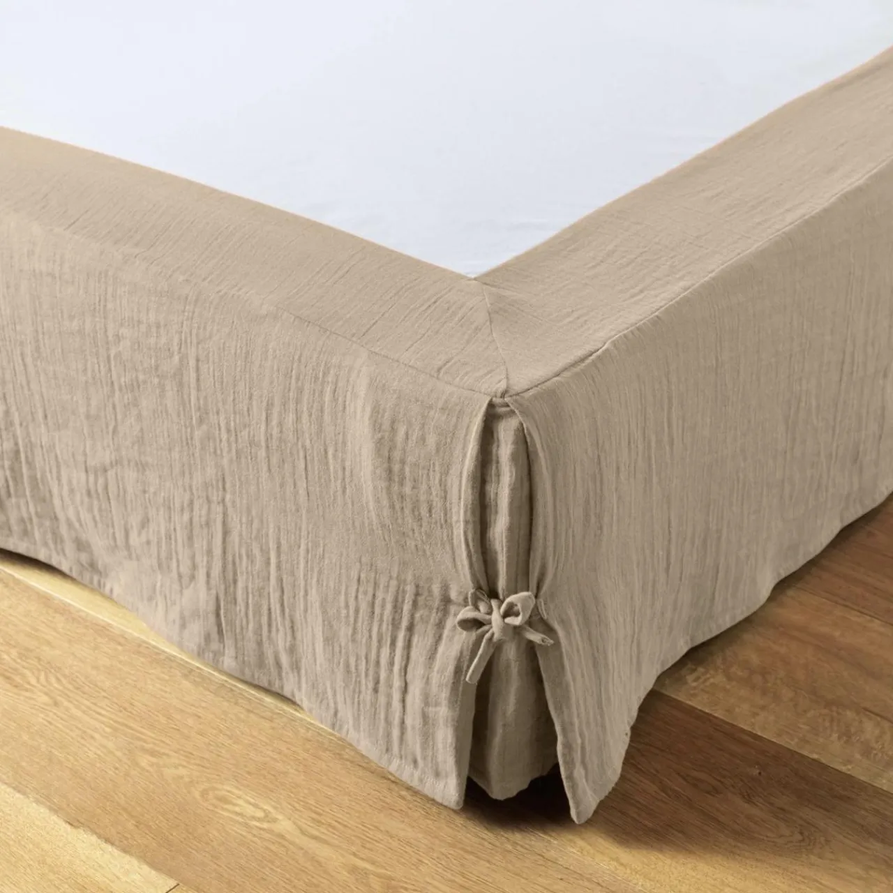 EMINZA Cache-sommier Gaze de coton (140 x 190 cm) Gaïa Ficelle