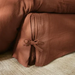 EMINZA Cache-sommier Gaze de coton (140 x 190 cm) Gaïa Terracotta Discount