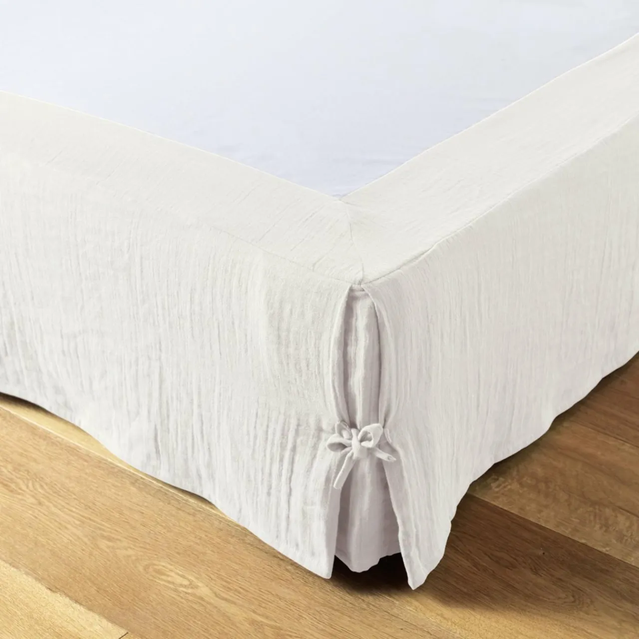 EMINZA Cache-sommier Gaze de coton (90 x 190 cm) Gaïa chantilly Blanc Online
