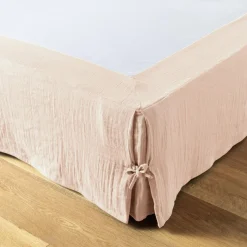 EMINZA Cache-sommier Gaze de coton (160 x 200 cm) Gaïa Rose poudré Best