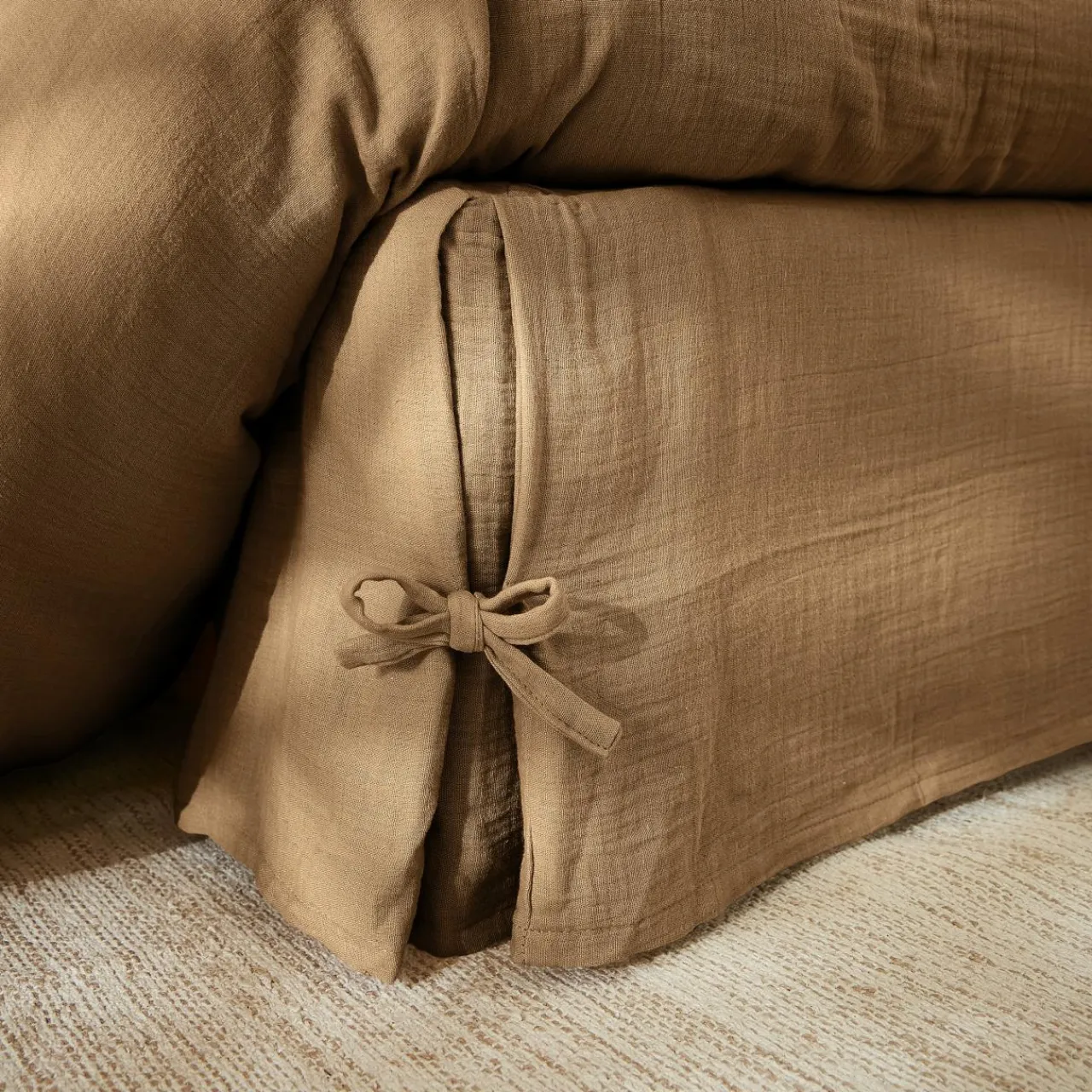 EMINZA Cache-sommier Gaze de coton (160 x 200 cm) Gaïa Camel Best
