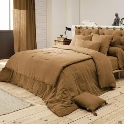 EMINZA Cache-sommier Gaze de coton (160 x 200 cm) Gaïa Camel Best