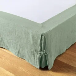 EMINZA Cache-sommier Gaze de coton (180 x 200 cm) Gaïa Vert Eucalyptus Discount