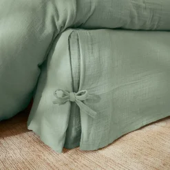 EMINZA Cache-sommier Gaze de coton (90 x 190 cm) Gaïa Vert Eucalyptus New