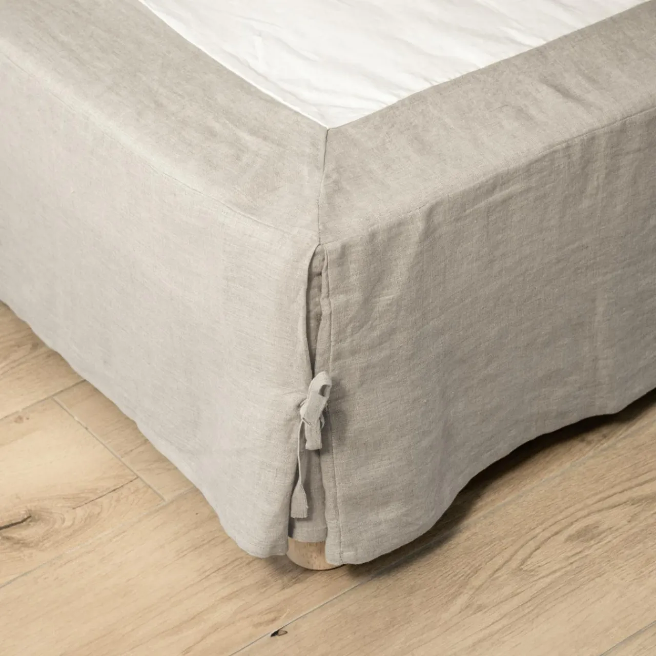 EMINZA Cache-sommier lin lavé (140 x 190 cm) Louise Beige Hot