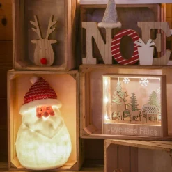 Feeric Lights & Christmas Cadre en bois lumineux à piles (H16 cm) Rennes Blanc chaud Best