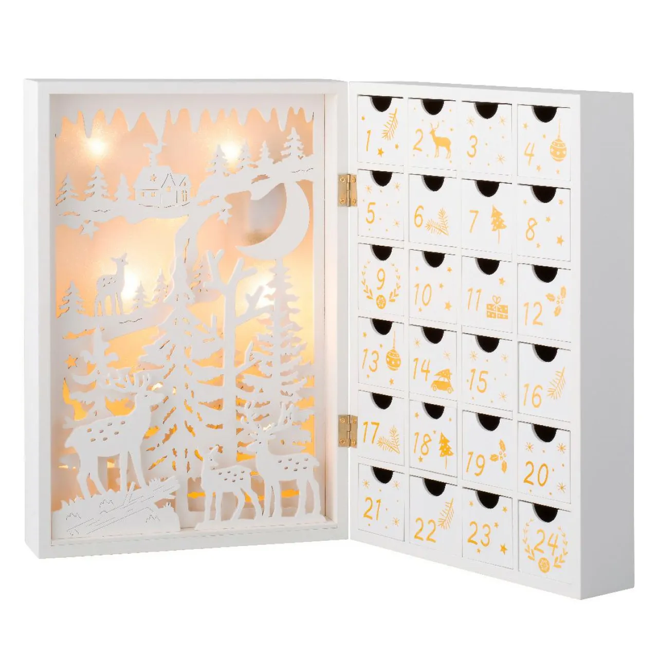 KAEMINGK Calendrier de l'Avent lumineux à remplir Paysage de Noël Nordique Blanc