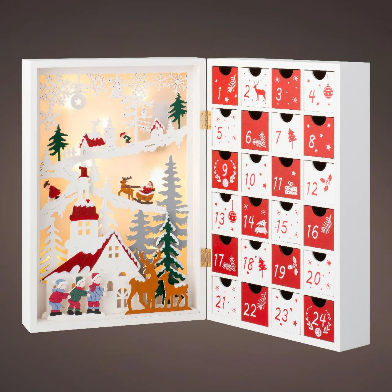 KAEMINGK Calendrier de l'Avent lumineux à remplir Paysage de Noël Enchanté Multicolore New
