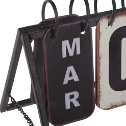 ATMOSPHERA Calendrier à poser en métal (H14 cm ) Vintage Noir Clearance