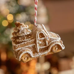 KAEMINGK Camionnette de Noël à suspendre (H7 cm) Pain d'épices gourmand Marron