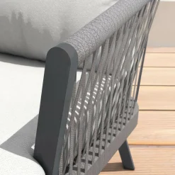 MOBELLIA Canapé de jardin en aluminium 3 places Amalfi Gris anthracite et gris clair Anthracite - Gris Clair Outlet