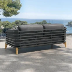 MOBELLIA Canapé de jardin en aluminium 2 places Monte Carlo Gris Anthracite