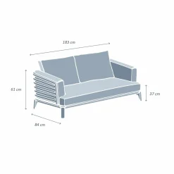 MOBELLIA Canapé de jardin en aluminium 2 places Monte Carlo Gris Anthracite