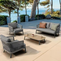 MOBELLIA Canapé de jardin en aluminium 2 places Amalfi Gris Anthracite