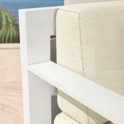MOBELLIA Canapé de jardin en aluminium 2 places Elba Blanc et beige Blanc - Beige New