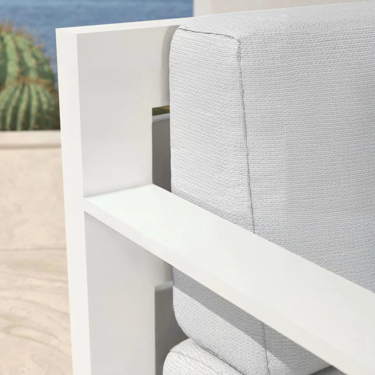 MOBELLIA Canapé de jardin en aluminium 3 places Elba Blanc et gris clair Blanc - Gris Clair