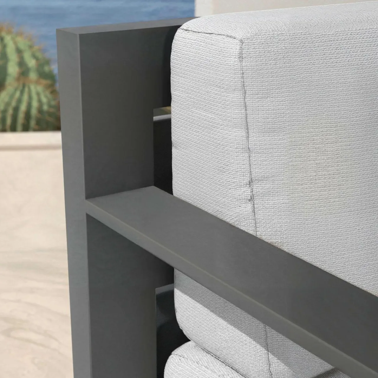 MOBELLIA Canapé de jardin en aluminium 3 places Elba Gris anthracite et gris clair Anthracite - Gris Clair Hot