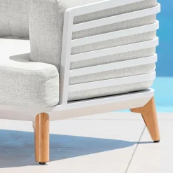 MOBELLIA Canapé de jardin en aluminium 2 places Monte Carlo Blanc et gris clair Blanc - Gris Clair