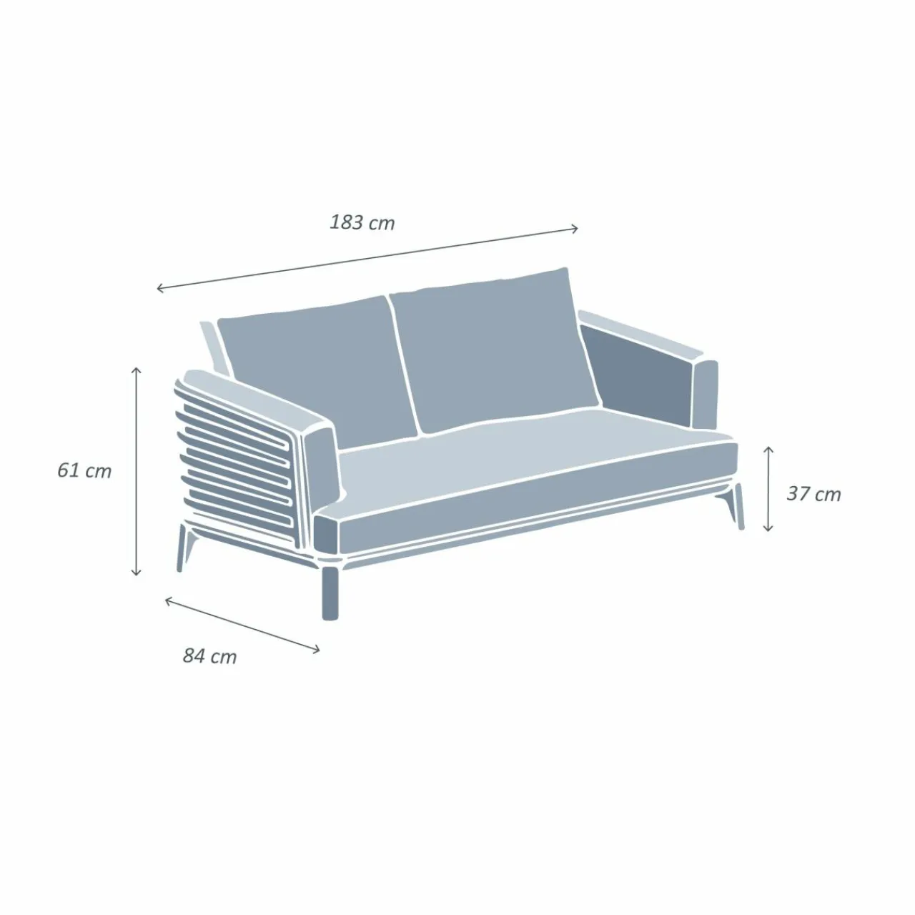 MOBELLIA Canapé de jardin en aluminium 2 places Monte Carlo Gris anthracite et beige Anthracite - Beige Clearance
