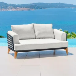 MOBELLIA Canapé de jardin en aluminium 2 places Monte Carlo Gris anthracite et gris clair Anthracite - Gris Clair New