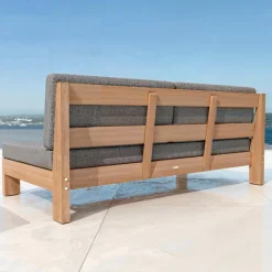 MOBELLIA Canapé de jardin en bois d'acacia 3 places Bornéo Gris Anthracite Outlet