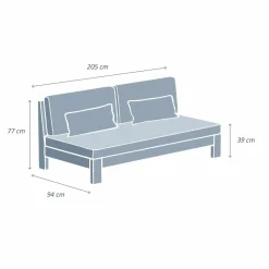 MOBELLIA Canapé de jardin en bois d'acacia 3 places Bornéo Sable Outlet