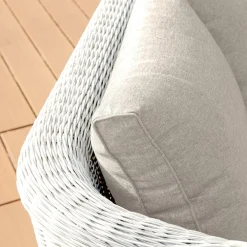 MOBELLIA Canapé de jardin en résine tressée 2 places Calvi Blanc et taupe Tressé Blanc - Taupe Hot