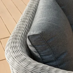 MOBELLIA Canapé de jardin en résine tressée 3 places Calvi Gris et gris foncé Tressé Gris - Anthracite Hot