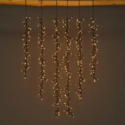 KAEMINGK Cascade lumineuse 1 m 600 Micro LED câble noir 6 descentes Blanc chaud Blanc Chaud - câble noir Sale