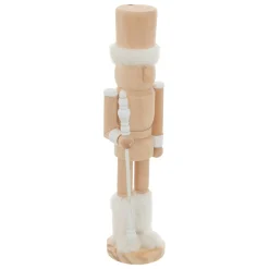 JJA Casse-noisette en bois (H38 cm) Bottes fourrées Blanc et bois clair Naturel New