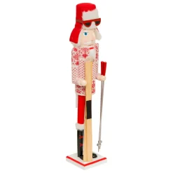 JJA Casse-noisette en bois (H60 cm) Henri en ski et blanc Rouge Discount