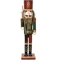 KAEMINGK Casse-noisette en bois (H50 cm) Timothé la royauté Vert et Bordeaux Outlet