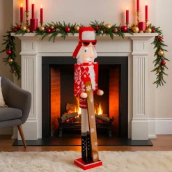 JJA Casse-noisette en bois (H106 cm) Tomi en ski et blanc Rouge Best