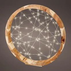 KAEMINGK Cercle lumineux à piles 97 LED (D32 cm) Astre en Blanc chaud Bois Hot