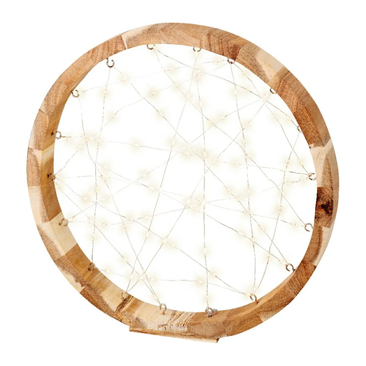 KAEMINGK Cercle lumineux à piles 97 LED (D32 cm) Astre en Blanc chaud Bois Hot