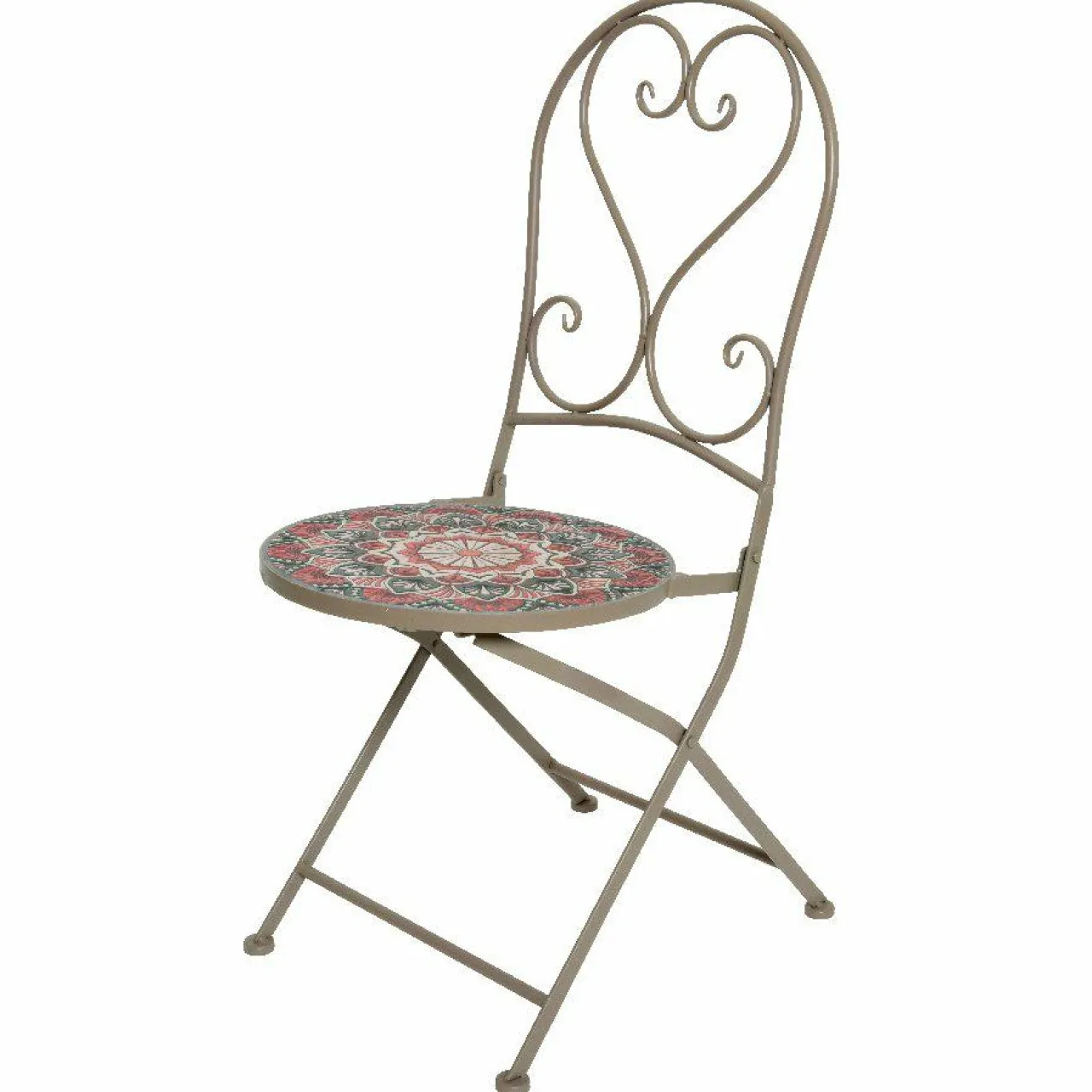 #N/A Chaise bistrot pliable en mosaïque Narbonne et rose Taupe Best