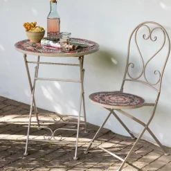 #N/A Chaise bistrot pliable en mosaïque Narbonne et rose Taupe Best