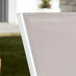 MOBELLIA Chaise de jardin aluminium empilable Murano Blanc et Taupe Sale