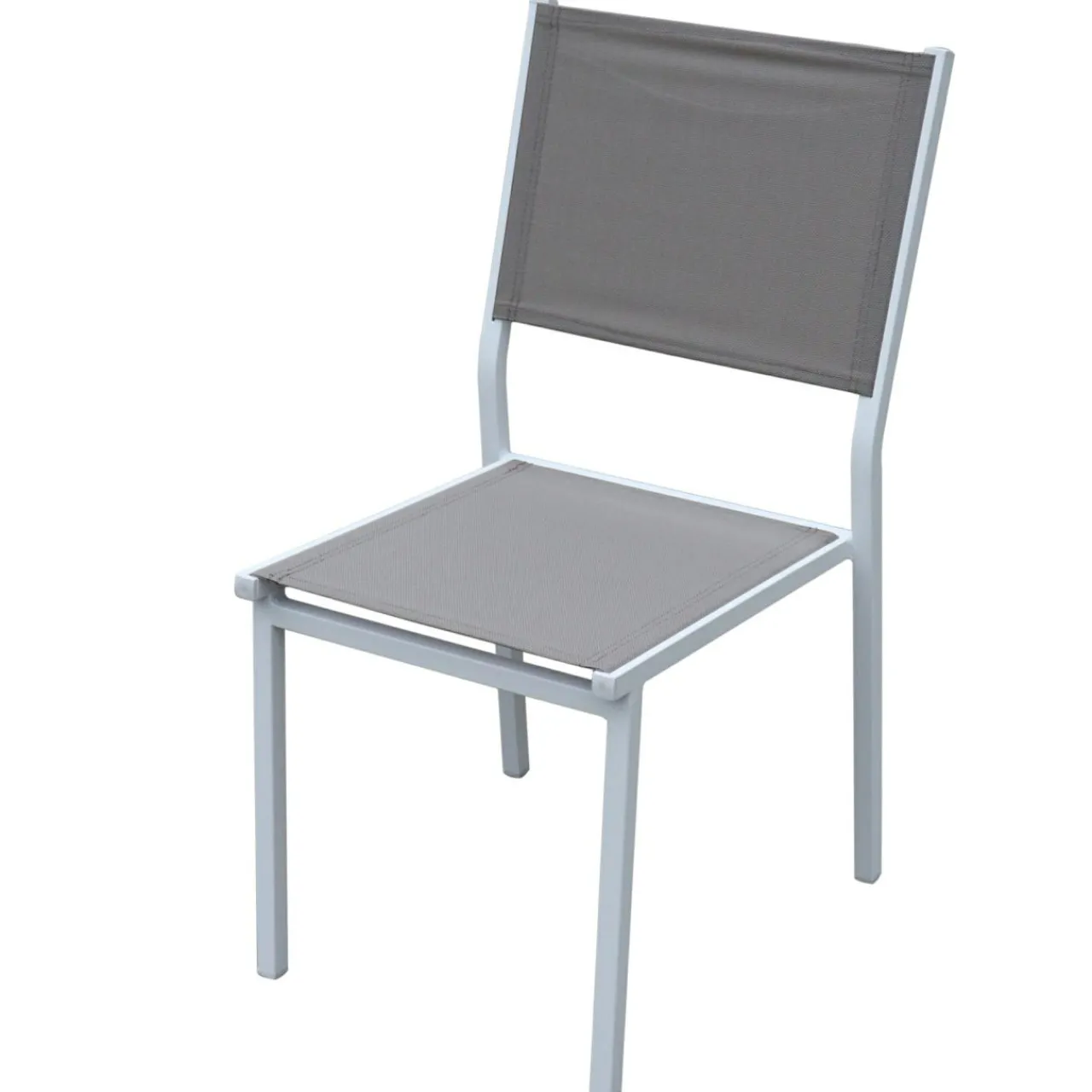 MOBELLIA Chaise de jardin aluminium empilable Murano Blanc et Taupe Sale