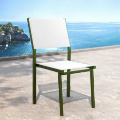 MOBELLIA Chaise de jardin aluminium empilable Murano Vert olive Hot