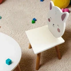 EMINZA Chaise enfant bois (H46 cm) Chaton Blanc Clearance