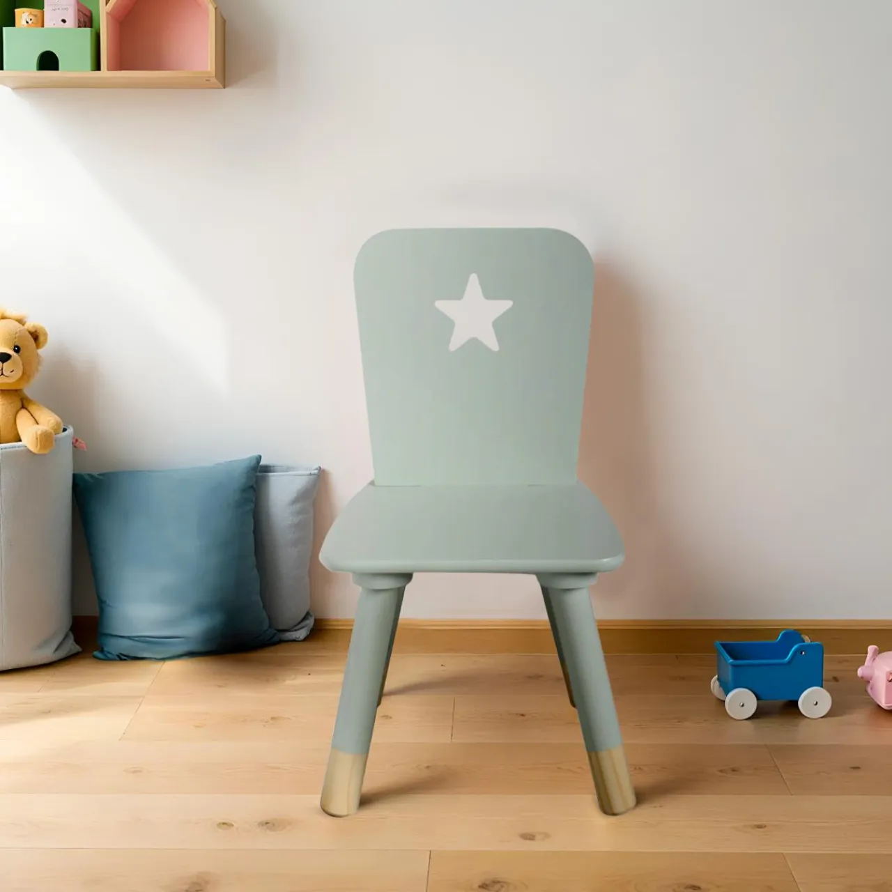 EMINZA Chaise enfant bois (H50 cm) Stars e Vert Discount