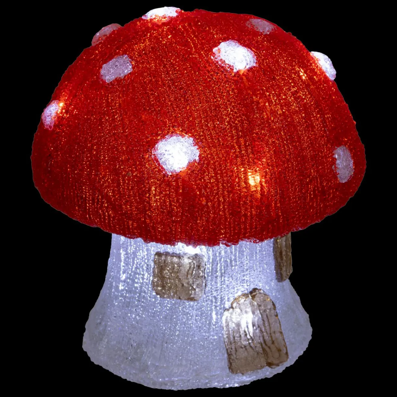 JJA Champignon lumineux solaire 30 LED (H21 cm) Forêt magique Blanc froid Rouge Discount